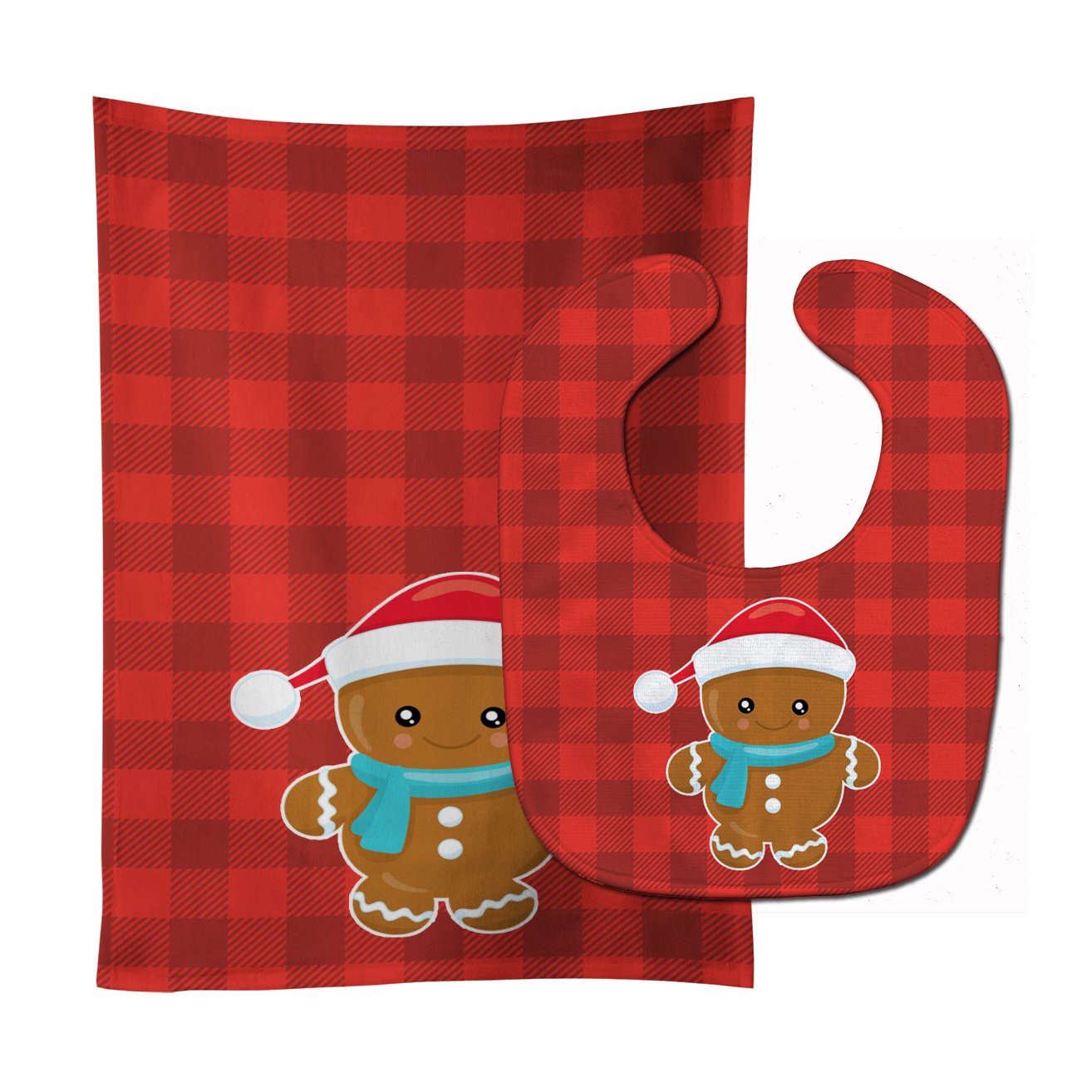 Christmas Gingerbread Santa Hat Baby Bib & Burp Cloth Easy-Clean Baby Bib Baby Feeding Accessory Baby Mealtime Essential