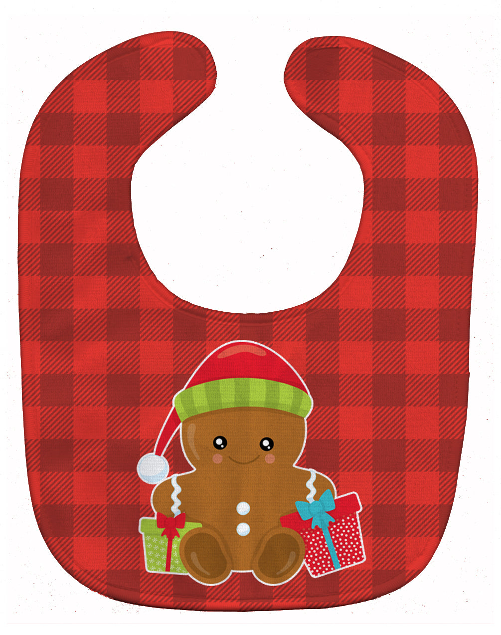 Christmas Gingerbread Presents Baby Bib Easy-Clean Baby Bib Baby Feeding Accessory Baby Mealtime Essential, 10 x 13, Multicolor