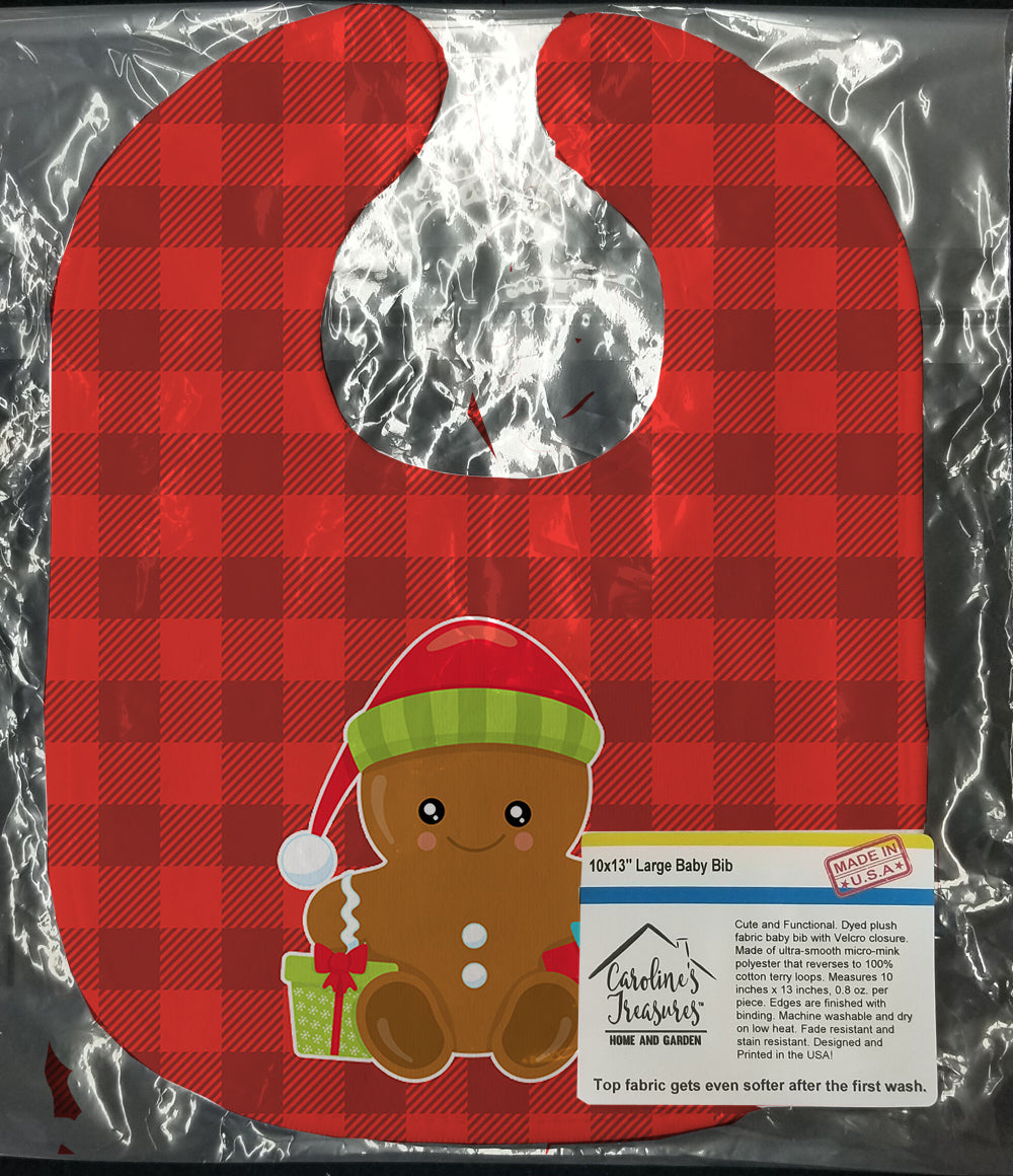 Christmas Gingerbread Presents Baby Bib Easy-Clean Baby Bib Baby Feeding Accessory Baby Mealtime Essential, 10 x 13, Multicolor