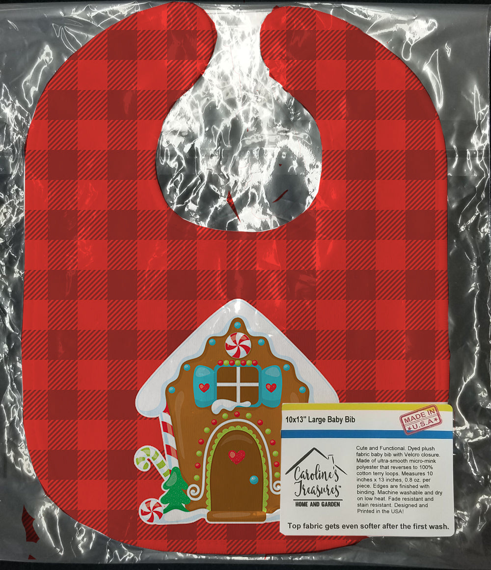 Christmas Gingerbread House Baby Bib Easy-Clean Baby Bib Baby Feeding Accessory Baby Mealtime Essential, 10 x 13, Multicolor