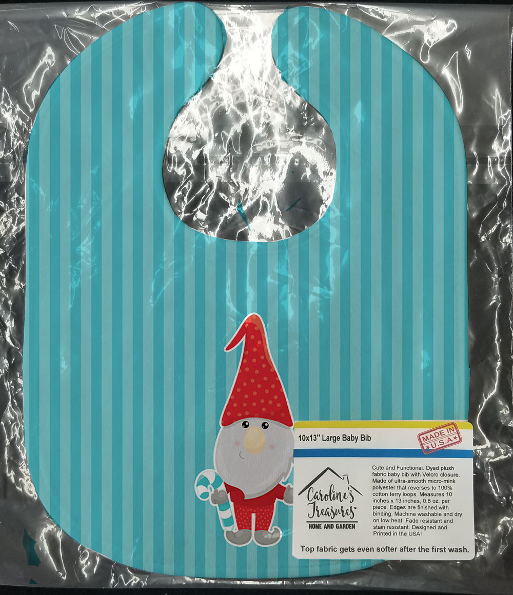 Christmas Gnome Candy Cane Baby Bib Easy-Clean Baby Bib Baby Feeding Accessory Baby Mealtime Essential, 10 x 13, Multicolor