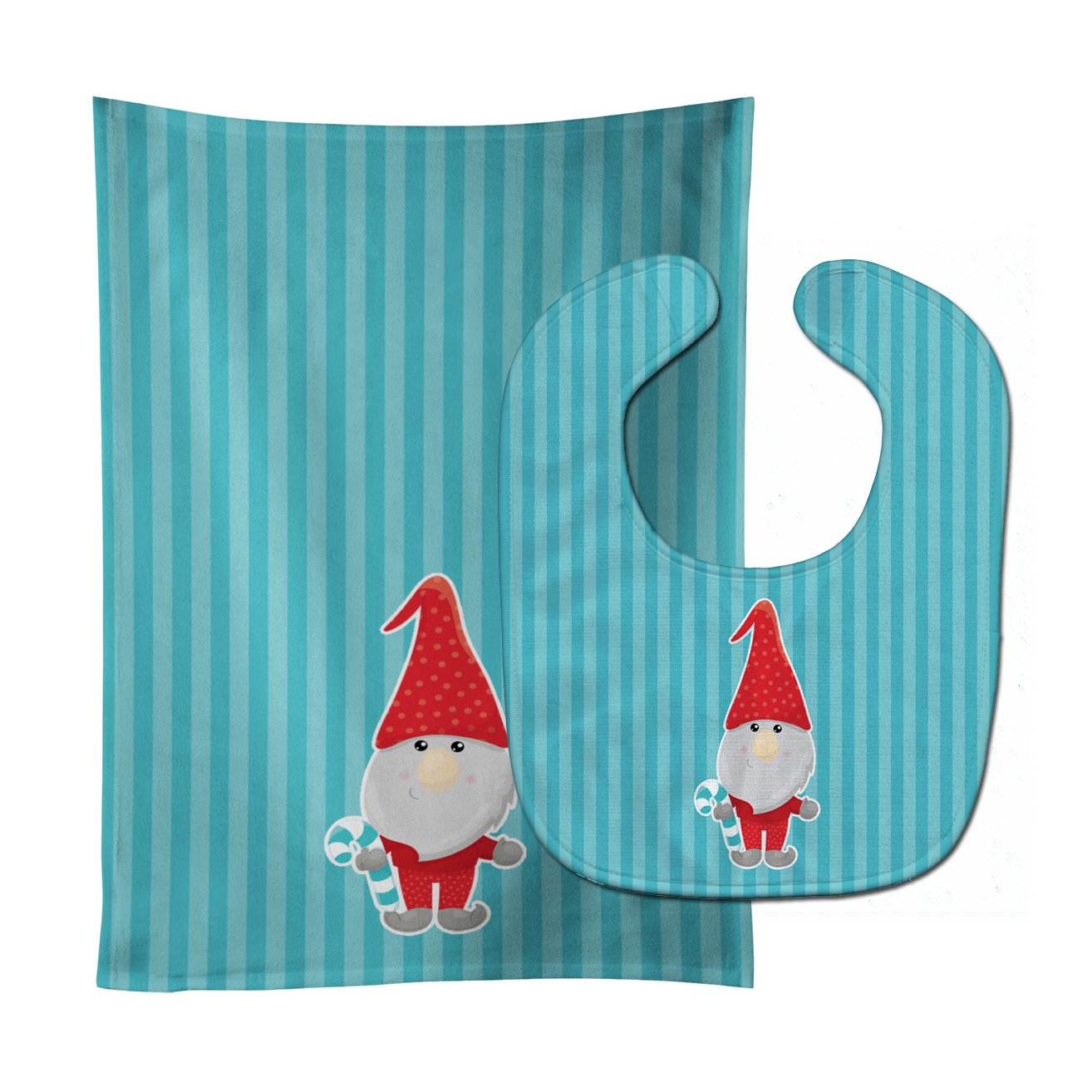 Christmas Gnome Candy Cane Baby Bib & Burp Cloth Easy-Clean Baby Bib Baby Feeding Accessory Baby Mealtime Essential