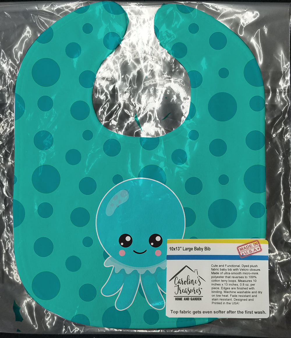 Ocean Octopus Blue Baby Bib Easy-Clean Baby Bib Baby Feeding Accessory Baby Mealtime Essential, 10 x 13, Multicolor