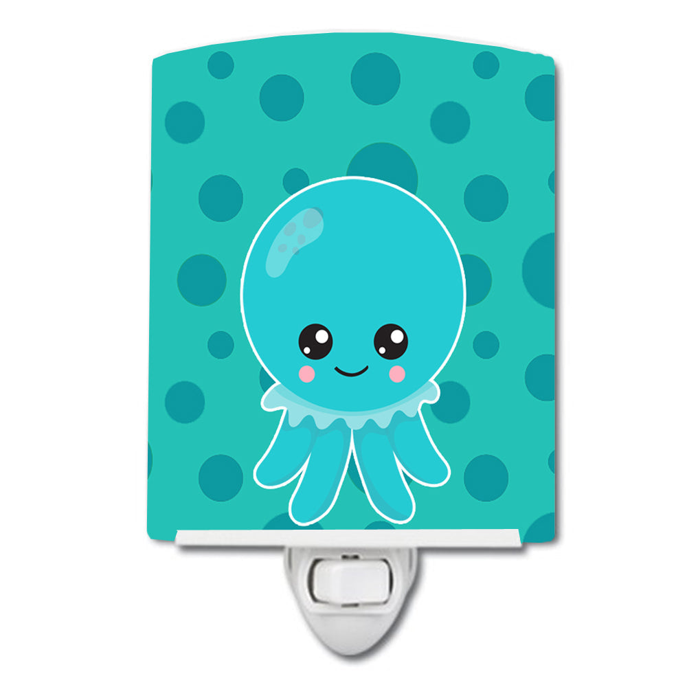 Ocean Octopus Blue Ceramic Night Light Compact, UL-Certified, Ideal for Bedroom, Bathroom, Nursery, Hallway, Kitchen, 6x4x3, Multicolor