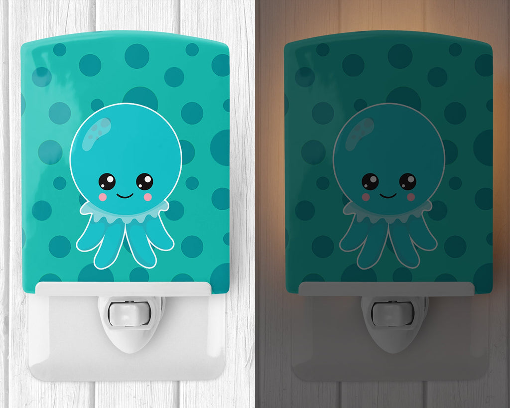 Ocean Octopus Blue Ceramic Night Light Compact, UL-Certified, Ideal for Bedroom, Bathroom, Nursery, Hallway, Kitchen, 6x4x3, Multicolor