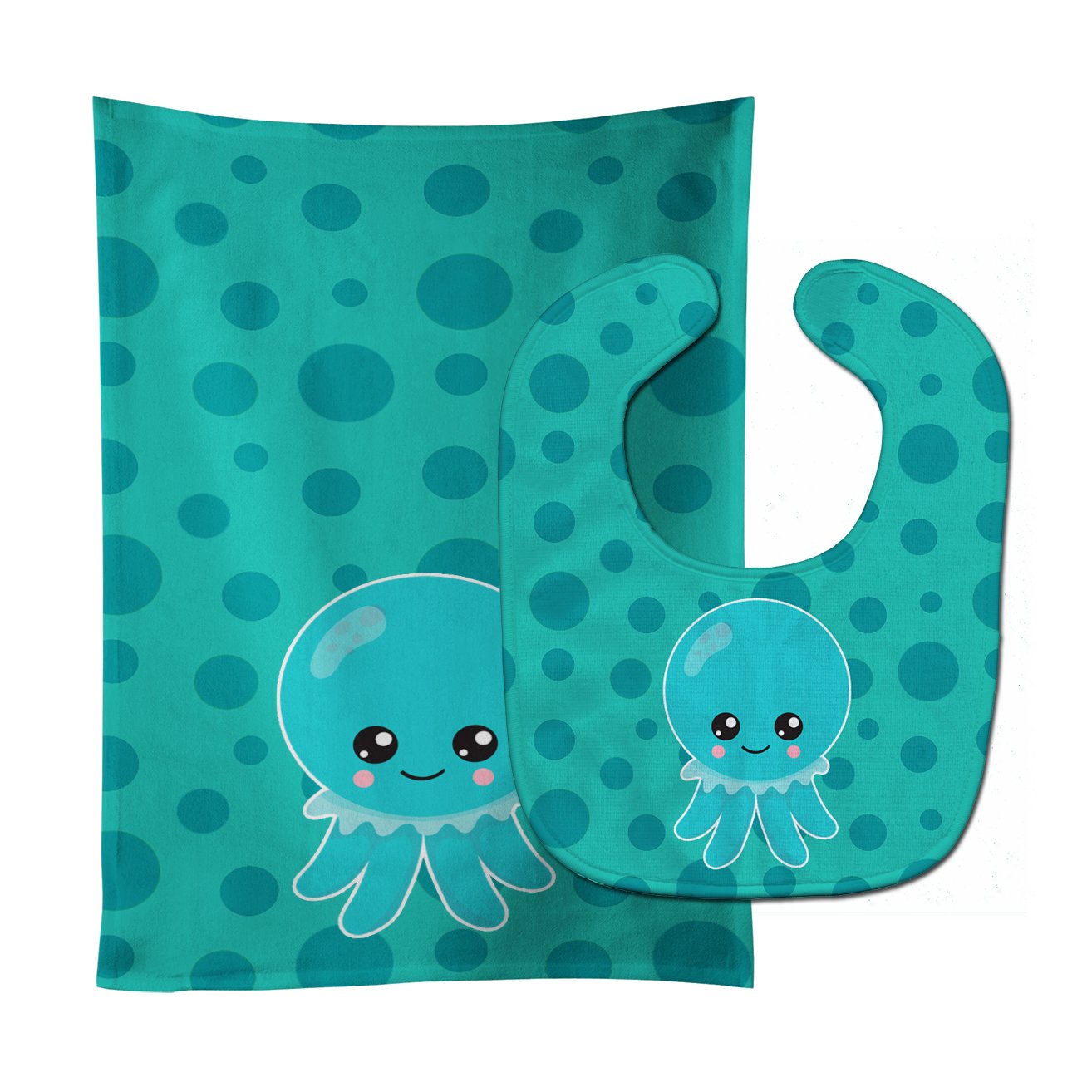 Ocean Octopus Blue Baby Bib & Burp Cloth Easy-Clean Baby Bib Baby Feeding Accessory Baby Mealtime Essential