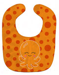 Precious Ocean Octopus Orange Baby Bib Easy-Clean Baby Bib Baby Feeding Accessory Baby Mealtime Essential, 10 x 13, Multicolor
