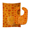 Precious Ocean Octopus Orange Baby Bib & Burp Cloth Easy-Clean Baby Bib Baby Feeding Accessory Baby Mealtime Essential