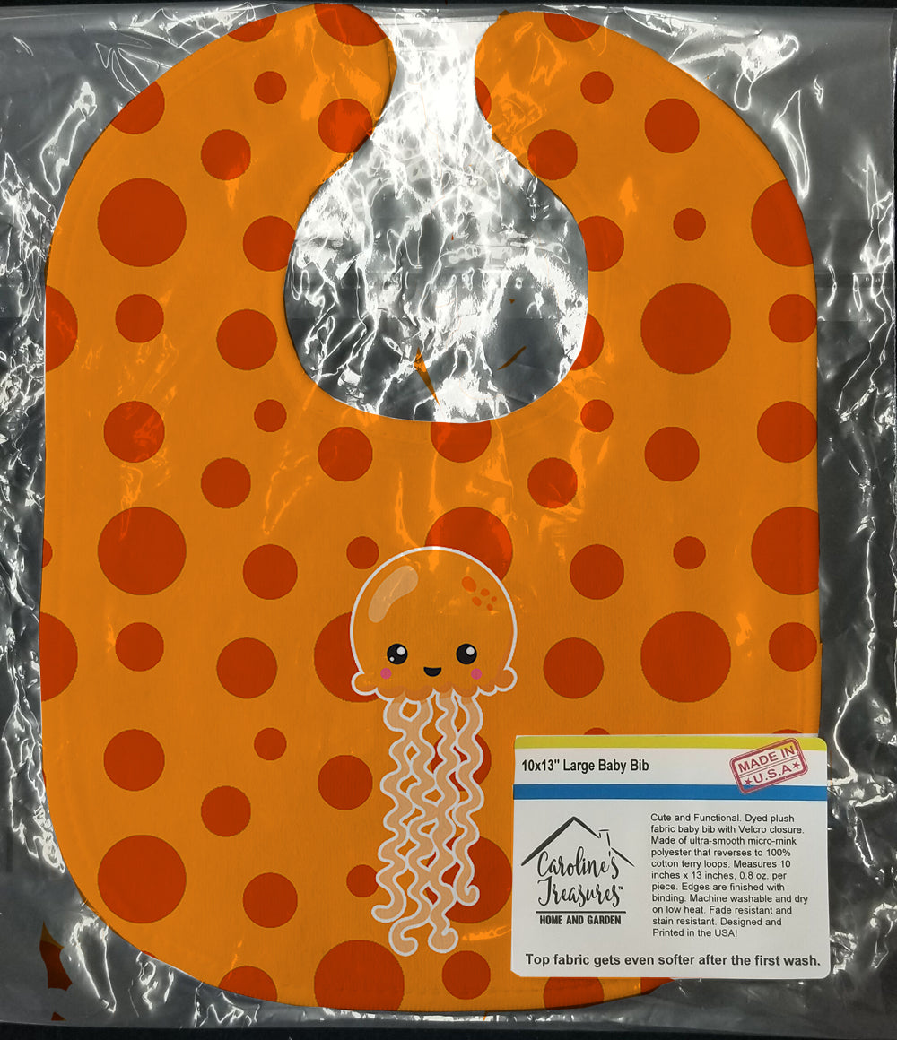 Ocean Jellyfish Orange Baby Bib Easy-Clean Baby Bib Baby Feeding Accessory Baby Mealtime Essential, 10 x 13, Multicolor