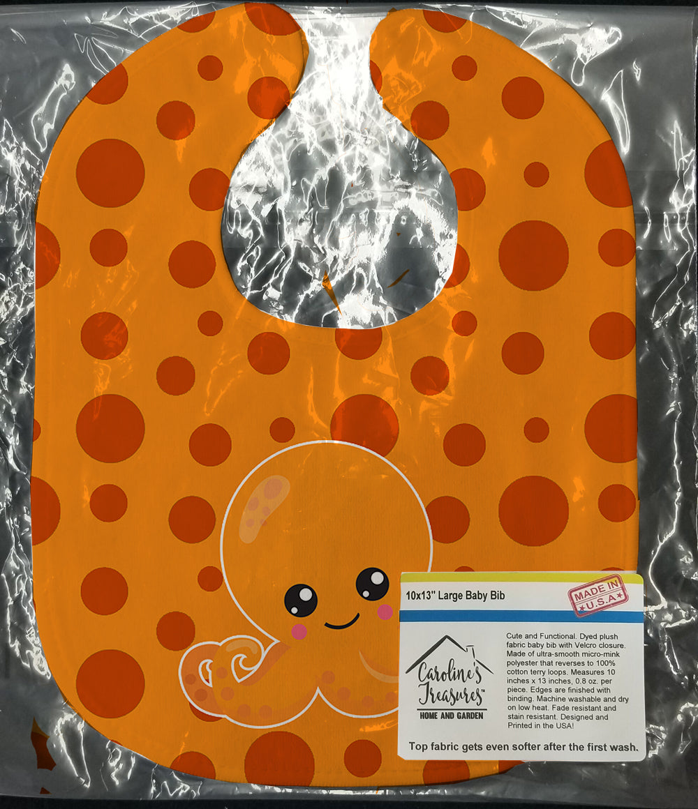 Cutie Ocean Octopus Orange Baby Bib Easy-Clean Baby Bib Baby Feeding Accessory Baby Mealtime Essential, 10 x 13, Multicolor