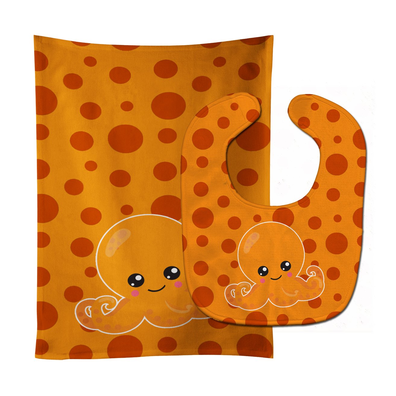 Cutie Ocean Octopus Orange Baby Bib & Burp Cloth Easy-Clean Baby Bib Baby Feeding Accessory Baby Mealtime Essential