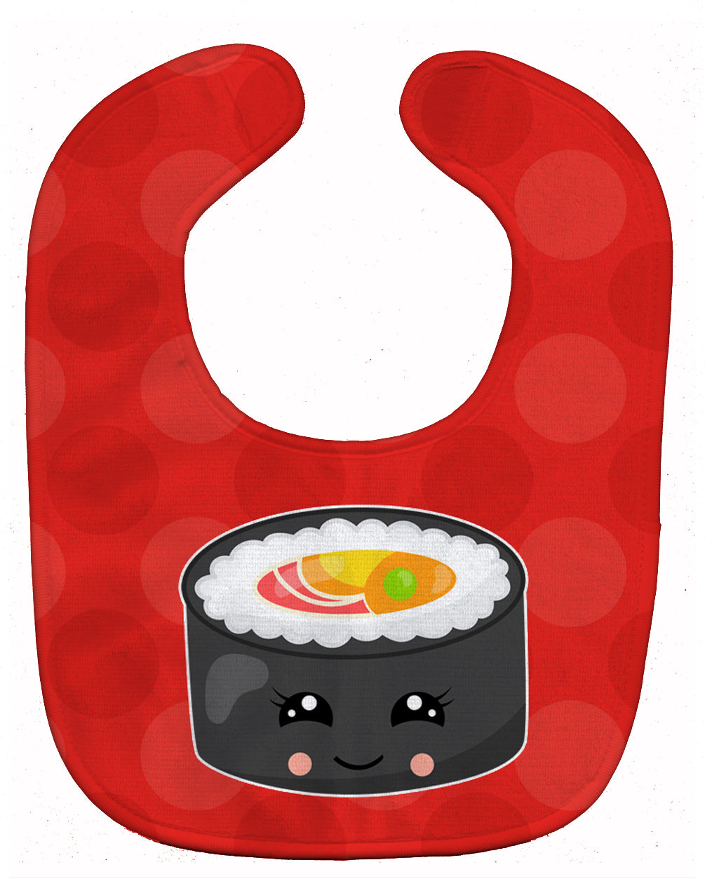 Tuna Sushi Roll with Face Baby Bib Easy-Clean Baby Bib Baby Feeding Accessory Baby Mealtime Essential, 10 x 13, Multicolor