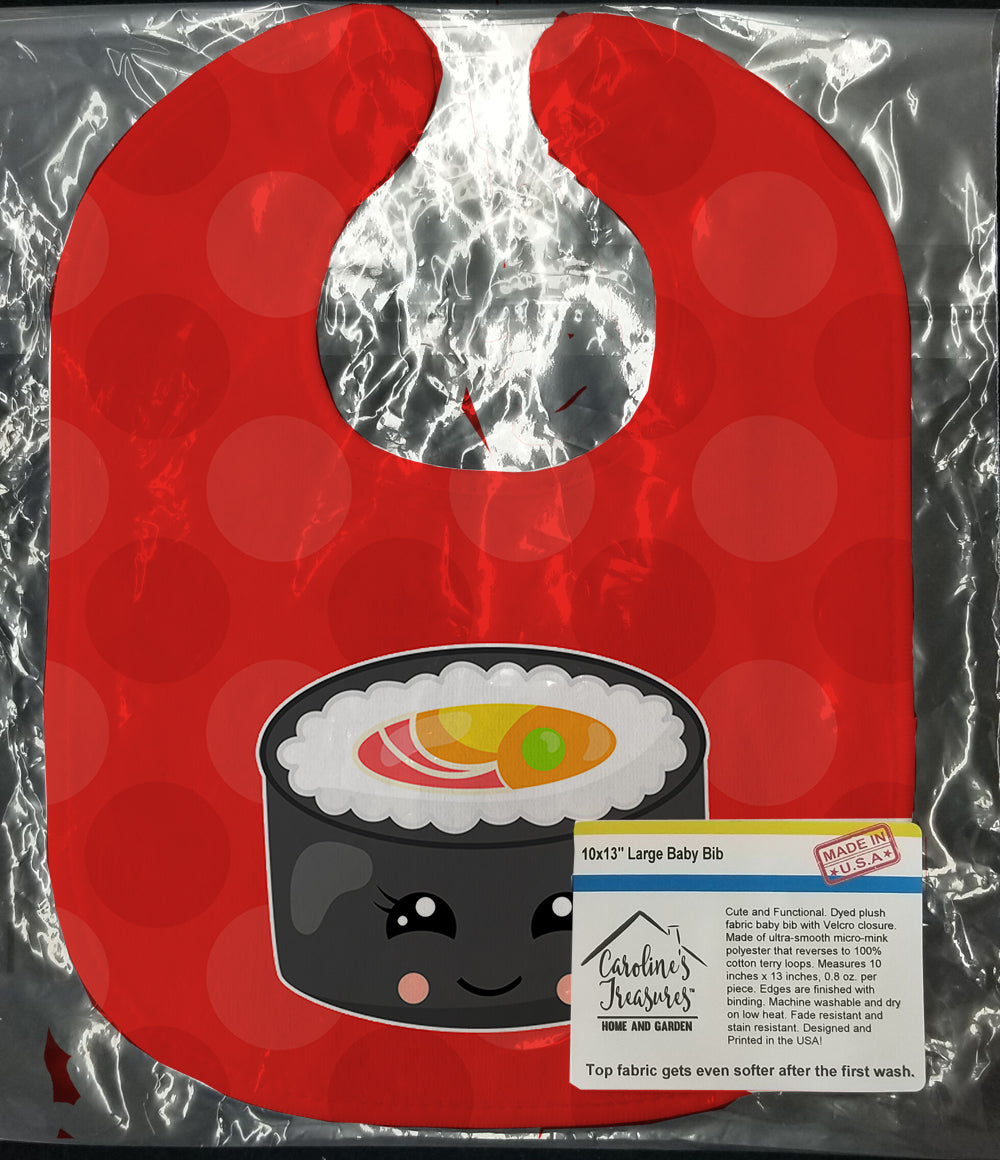 Tuna Sushi Roll with Face Baby Bib Easy-Clean Baby Bib Baby Feeding Accessory Baby Mealtime Essential, 10 x 13, Multicolor