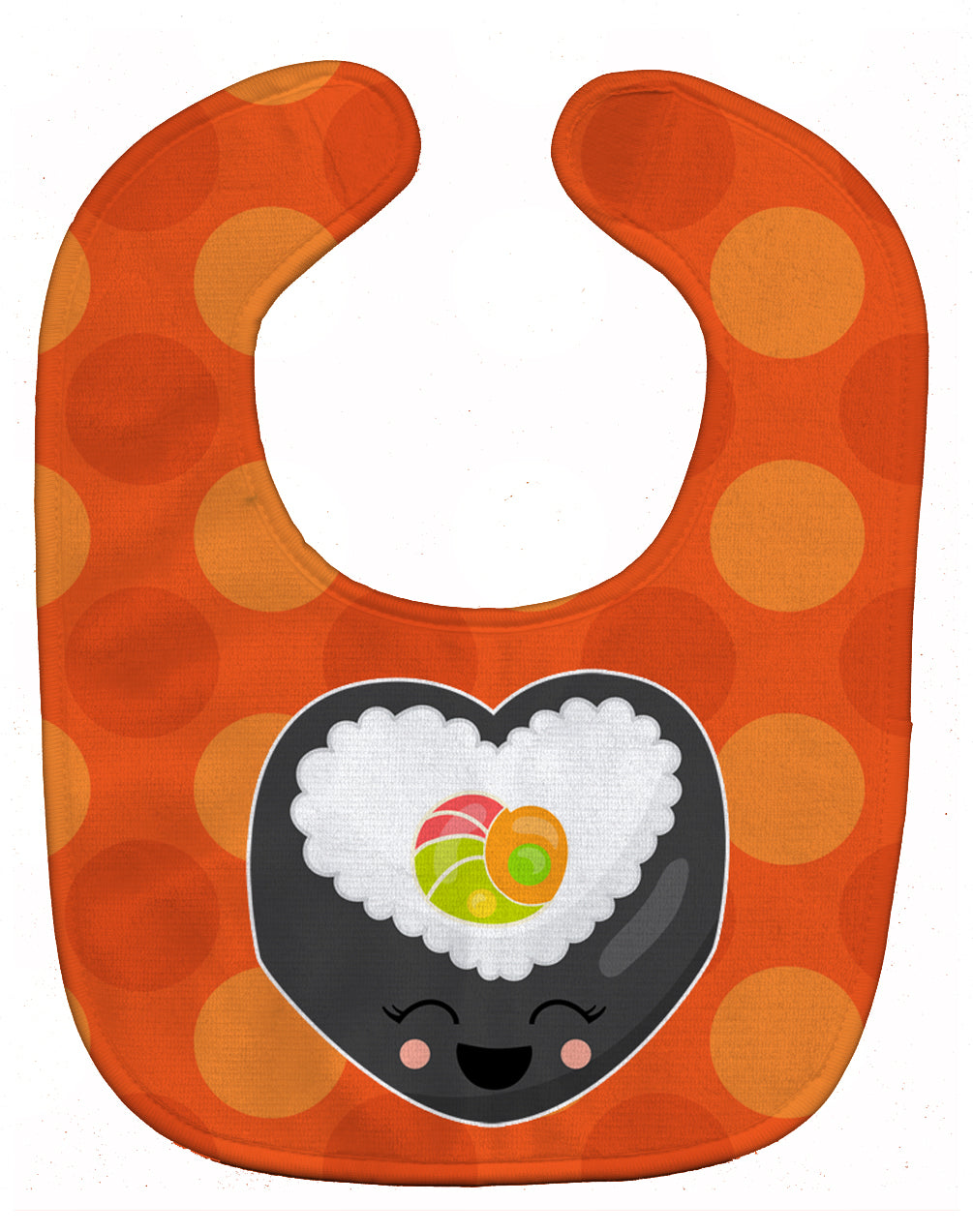 Heart Sushi Roll with Face Baby Bib Easy-Clean Baby Bib Baby Feeding Accessory Baby Mealtime Essential, 10 x 13, Multicolor