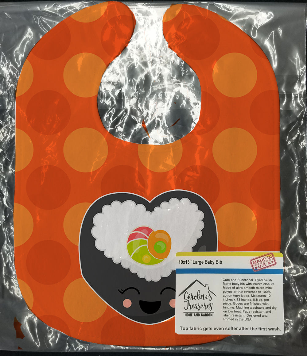 Heart Sushi Roll with Face Baby Bib Easy-Clean Baby Bib Baby Feeding Accessory Baby Mealtime Essential, 10 x 13, Multicolor