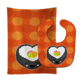 Heart Sushi Roll with Face Baby Bib & Burp Cloth Easy-Clean Baby Bib Baby Feeding Accessory Baby Mealtime Essential