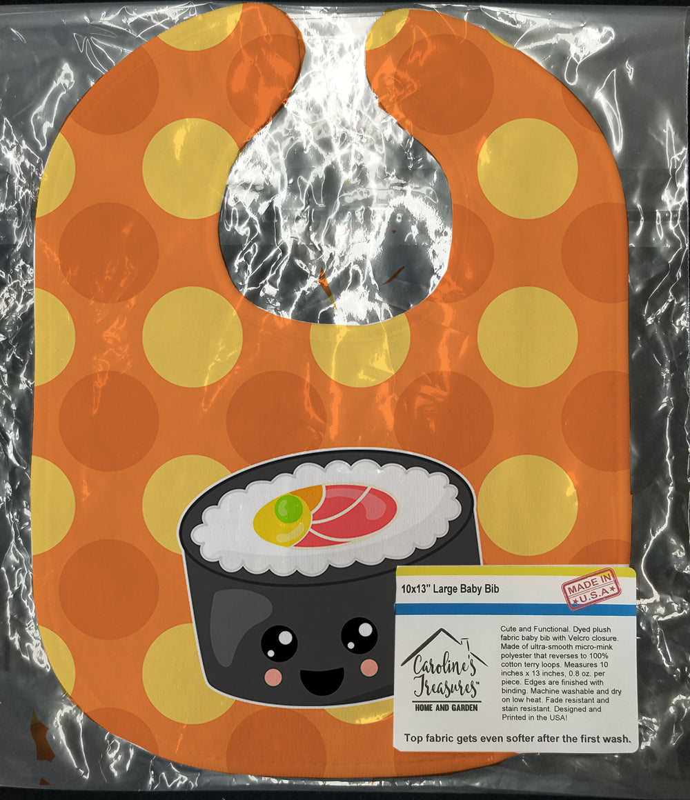 Sushi Roll with Face Baby Bib Easy-Clean Baby Bib Baby Feeding Accessory Baby Mealtime Essential, 10 x 13, Multicolor