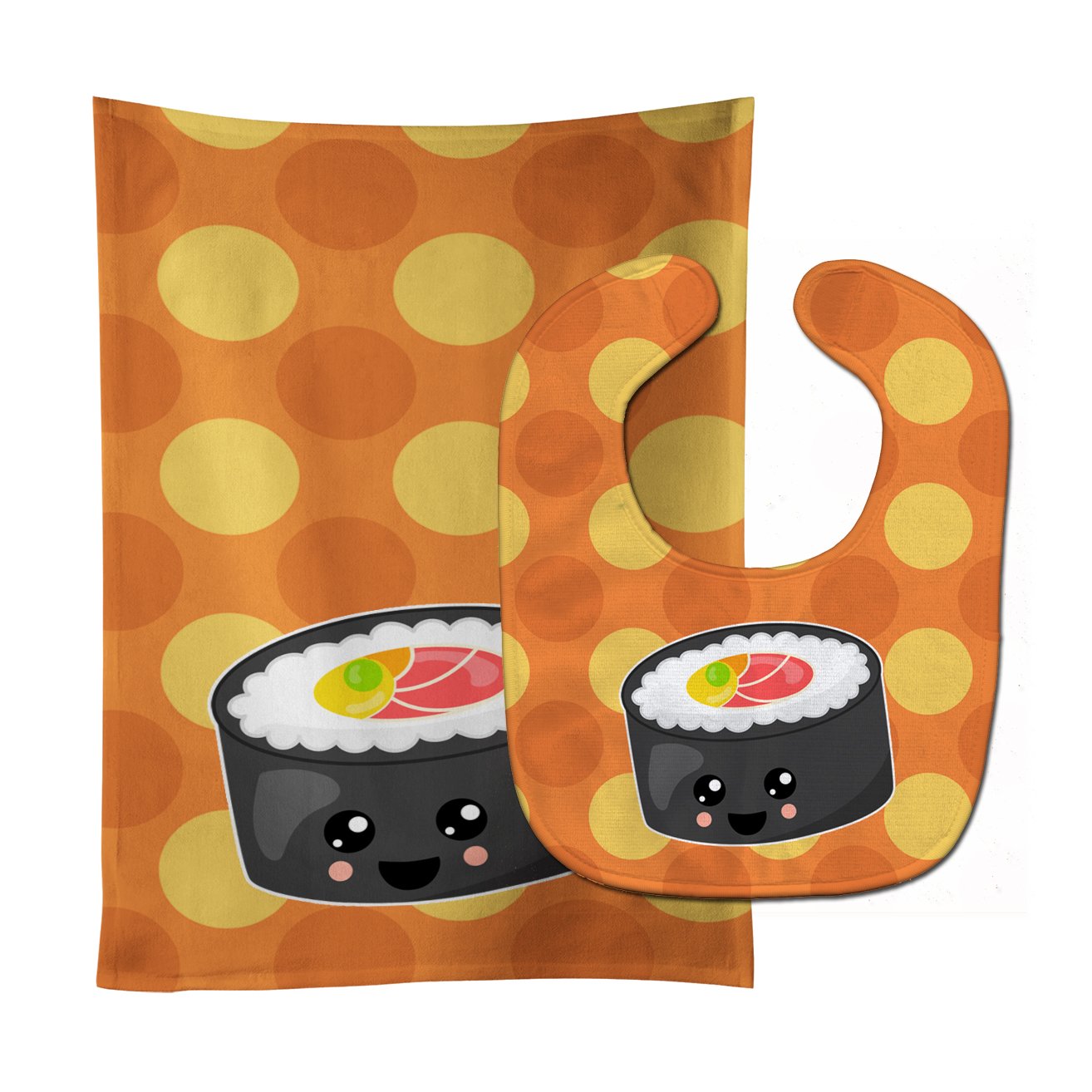 Sushi Roll with Face Baby Bib & Burp Cloth Easy-Clean Baby Bib Baby Feeding Accessory Baby Mealtime Essential