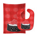 Salmon Sushi Roll with Face Baby Bib & Burp Cloth Easy-Clean Baby Bib Baby Feeding Accessory Baby Mealtime Essential