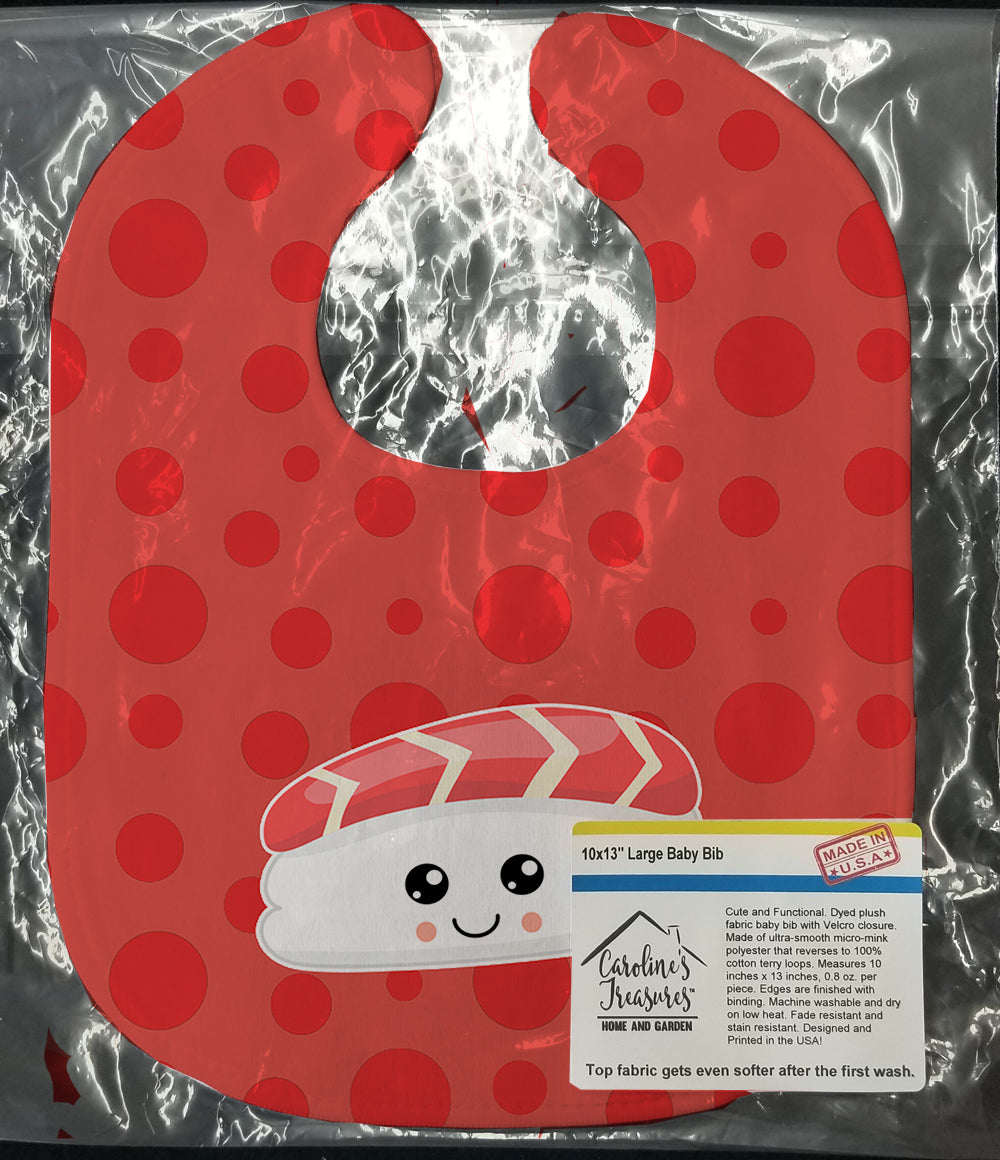 Sushi Tuna Sashimi Baby Bib Easy-Clean Baby Bib Baby Feeding Accessory Baby Mealtime Essential, 10 x 13, Multicolor