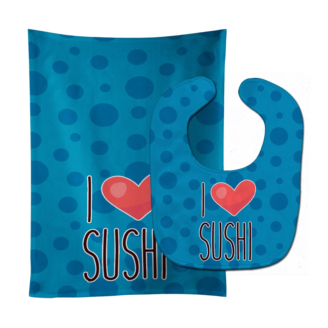 I Love Sushi Baby Bib & Burp Cloth Easy-Clean Baby Bib Baby Feeding Accessory Baby Mealtime Essential