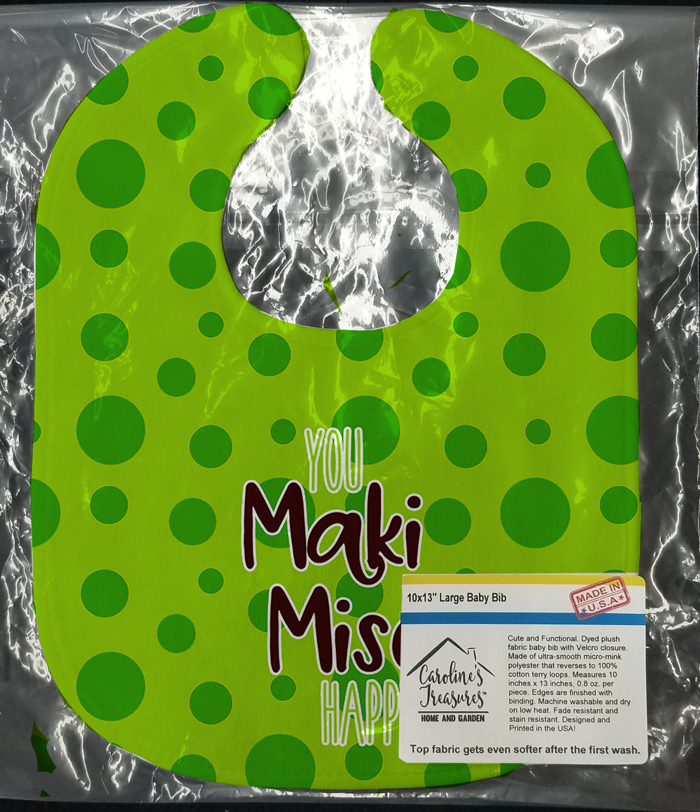 Sushi You Maki Miso Happy Baby Bib Easy-Clean Baby Bib Baby Feeding Accessory Baby Mealtime Essential, 10 x 13, Multicolor