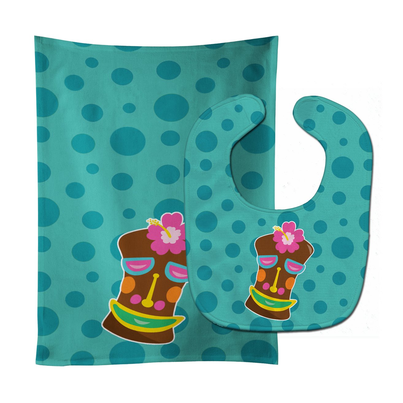 Tiki Face Girl Baby Bib & Burp Cloth Easy-Clean Baby Bib Baby Feeding Accessory Baby Mealtime Essential