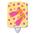 Beach Pink Flip Flops Ceramic Night Light Compact, UL-Certified, Ideal for Bedroom, Bathroom, Nursery, Hallway, Kitchen, 6x4x3, Multicolor