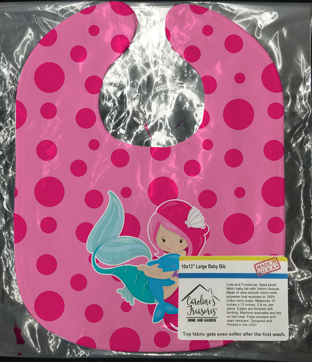 Beach Mermaid Pink Baby Bib Easy-Clean Baby Bib Baby Feeding Accessory Baby Mealtime Essential, 10 x 13, Multicolor