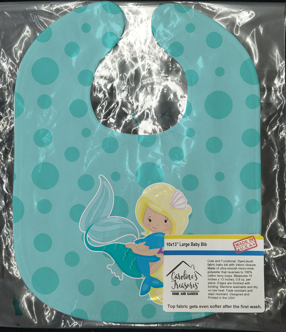 Beach Mermaid Blue Baby Bib Easy-Clean Baby Bib Baby Feeding Accessory Baby Mealtime Essential, 10 x 13, Multicolor