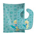 Beach Mermaid Blue Baby Bib & Burp Cloth Easy-Clean Baby Bib Baby Feeding Accessory Baby Mealtime Essential