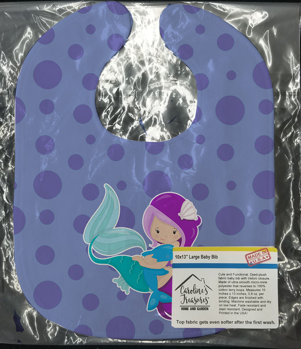 Beach Mermaid Purple Baby Bib Easy-Clean Baby Bib Baby Feeding Accessory Baby Mealtime Essential, 10 x 13, Multicolor