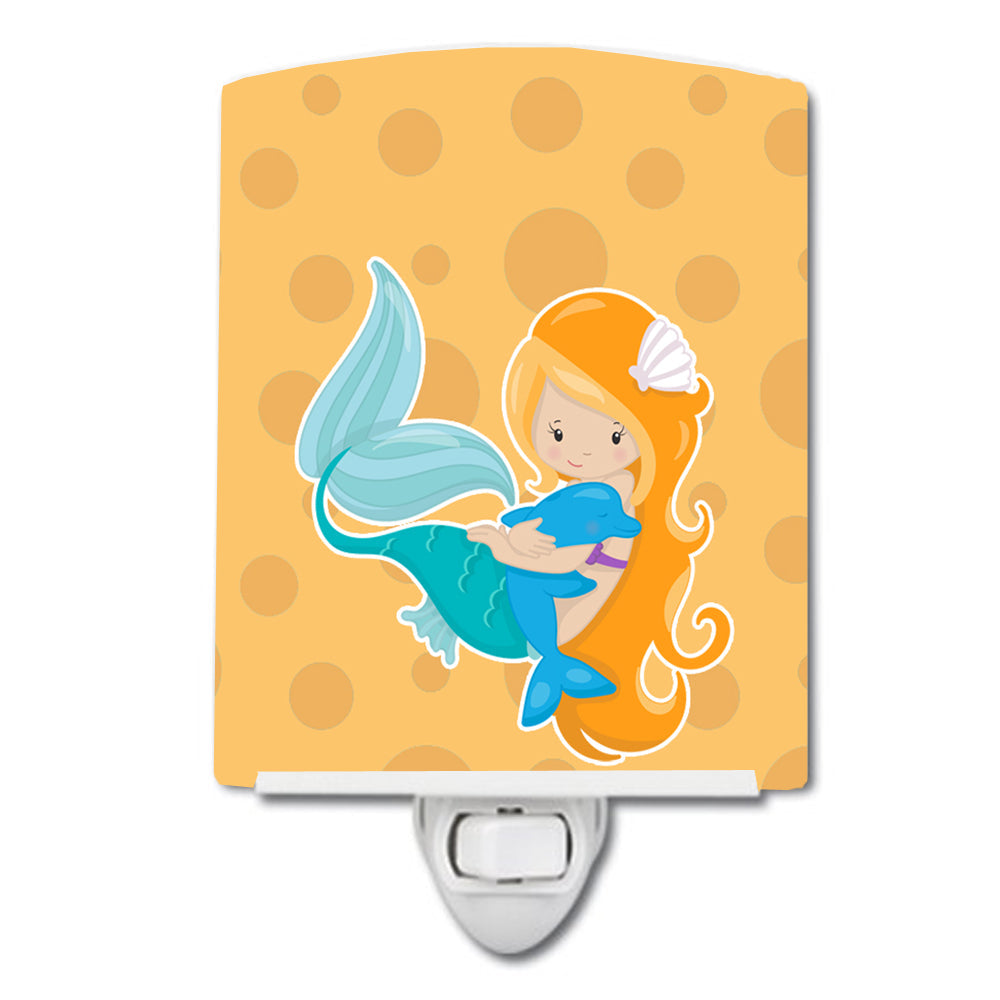 Beach Mermaid Ceramic Night Light Compact, UL-Certified, Ideal for Bedroom, Bathroom, Nursery, Hallway, Kitchen, 6x4x3, Multicolor