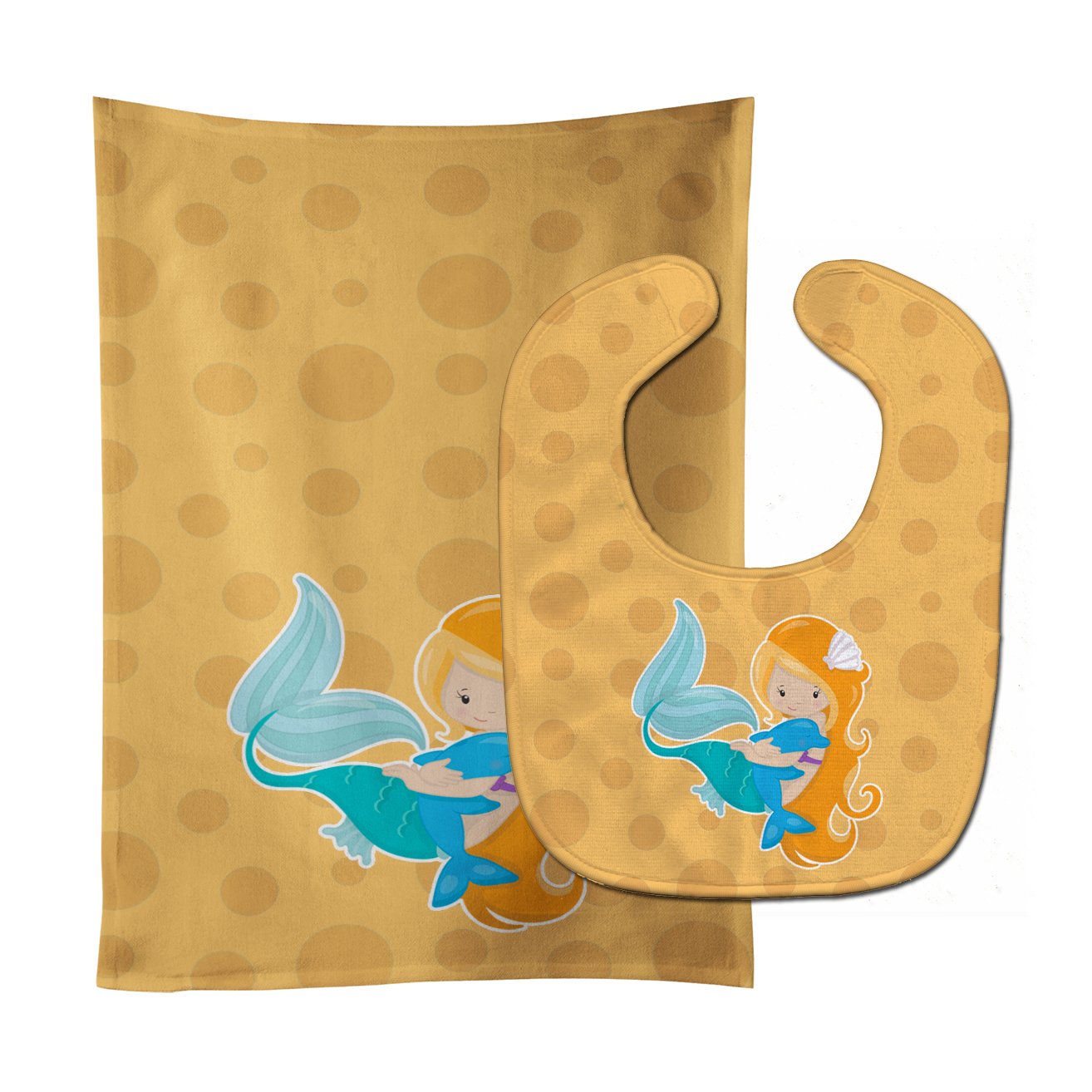 Beach Mermaid Baby Bib & Burp Cloth Easy-Clean Baby Bib Baby Feeding Accessory Baby Mealtime Essential