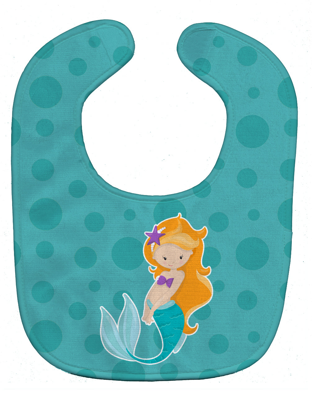 Beach Mermaid Ginger Baby Bib Easy-Clean Baby Bib Baby Feeding Accessory Baby Mealtime Essential, 10 x 13, Multicolor