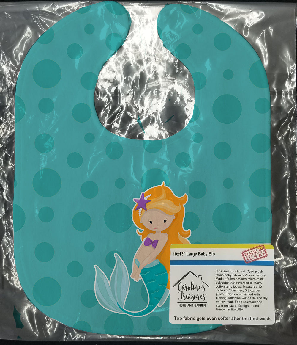 Beach Mermaid Ginger Baby Bib Easy-Clean Baby Bib Baby Feeding Accessory Baby Mealtime Essential, 10 x 13, Multicolor