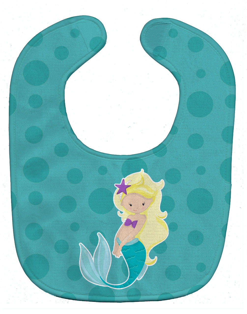 Beach Mermaid Blonde Hair Baby Bib Easy-Clean Baby Bib Baby Feeding Accessory Baby Mealtime Essential, 10 x 13, Multicolor