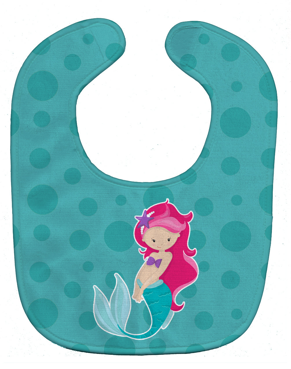 Beach Mermaid Pink Hair Baby Bib Easy-Clean Baby Bib Baby Feeding Accessory Baby Mealtime Essential, 10 x 13, Multicolor