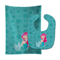 Beach Mermaid Pink Hair Baby Bib & Burp Cloth Easy-Clean Baby Bib Baby Feeding Accessory Baby Mealtime Essential