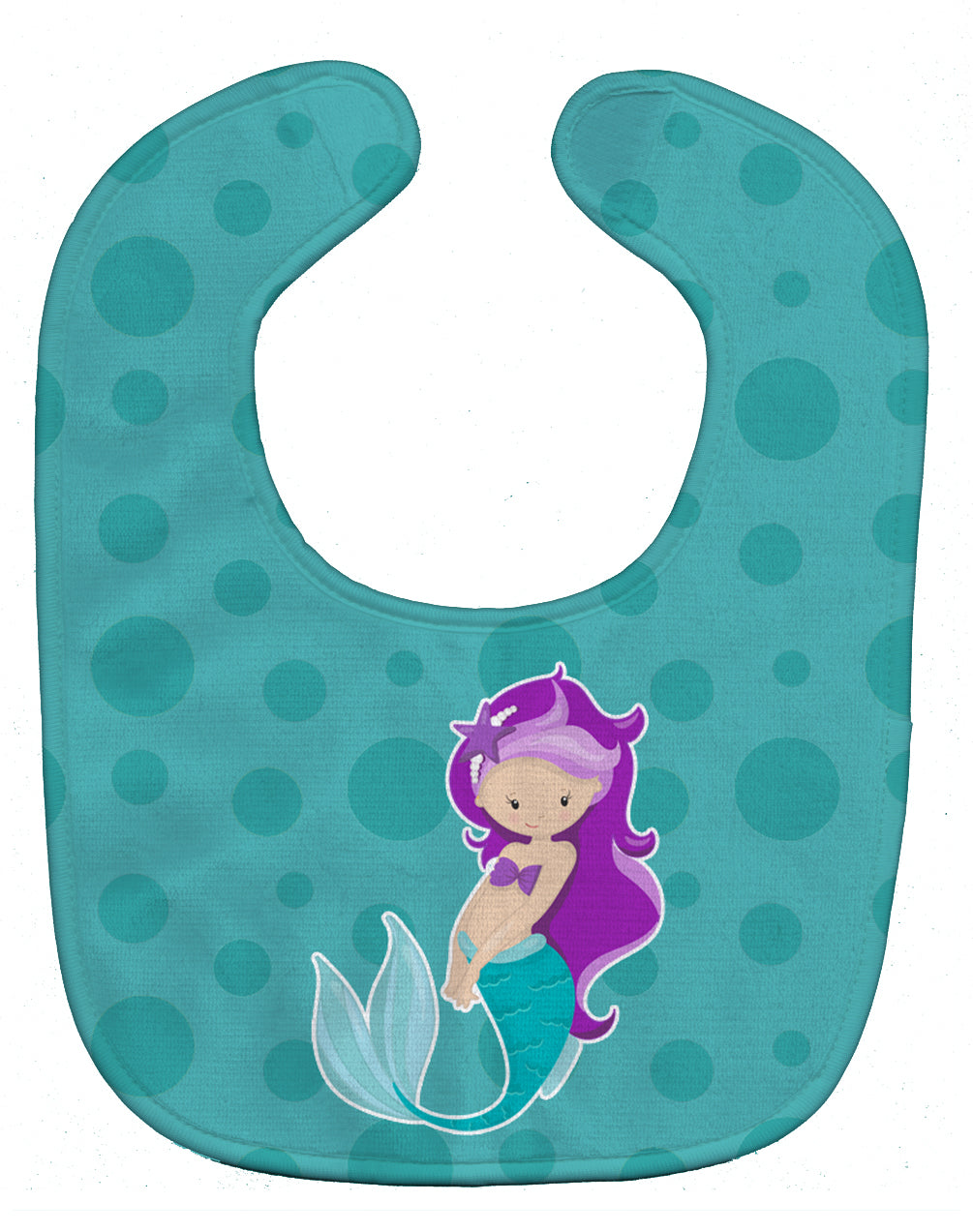 Beach Mermaid Purple Hair Baby Bib Easy-Clean Baby Bib Baby Feeding Accessory Baby Mealtime Essential, 10 x 13, Multicolor