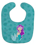 Beach Mermaid Purple Hair Baby Bib Easy-Clean Baby Bib Baby Feeding Accessory Baby Mealtime Essential, 10 x 13, Multicolor