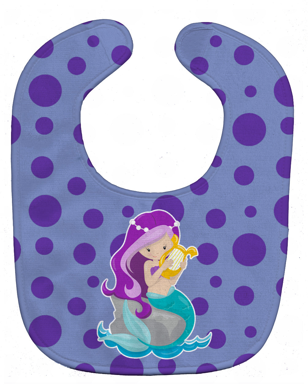 Beach Mermaid Purple Hair Grace Baby Bib Easy-Clean Baby Bib Baby Feeding Accessory Baby Mealtime Essential, 10 x 13, Multicolor