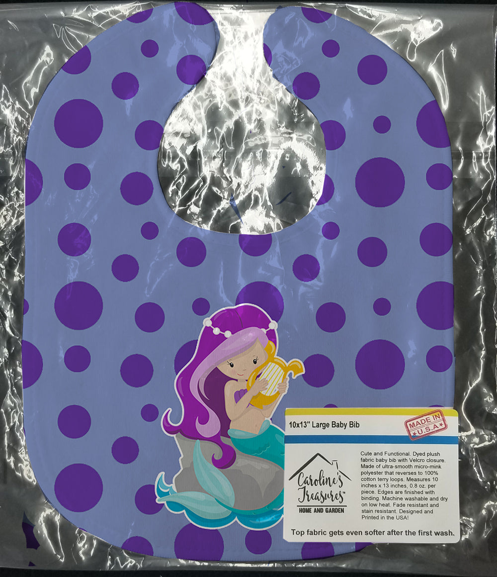 Beach Mermaid Purple Hair Grace Baby Bib Easy-Clean Baby Bib Baby Feeding Accessory Baby Mealtime Essential, 10 x 13, Multicolor