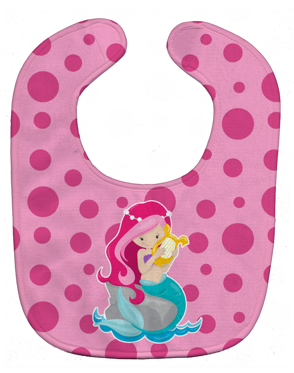 Beach Mermaid Pink Hair Pamela Baby Bib Easy-Clean Baby Bib Baby Feeding Accessory Baby Mealtime Essential, 10 x 13, Multicolor