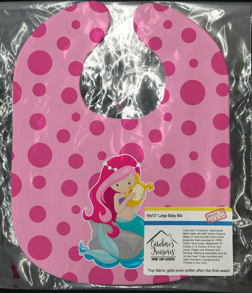 Beach Mermaid Pink Hair Pamela Baby Bib Easy-Clean Baby Bib Baby Feeding Accessory Baby Mealtime Essential, 10 x 13, Multicolor