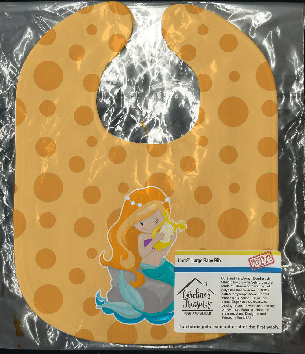Beach Mermaid Ginger Hair Laurie Baby Bib Easy-Clean Baby Bib Baby Feeding Accessory Baby Mealtime Essential, 10 x 13, Multicolor