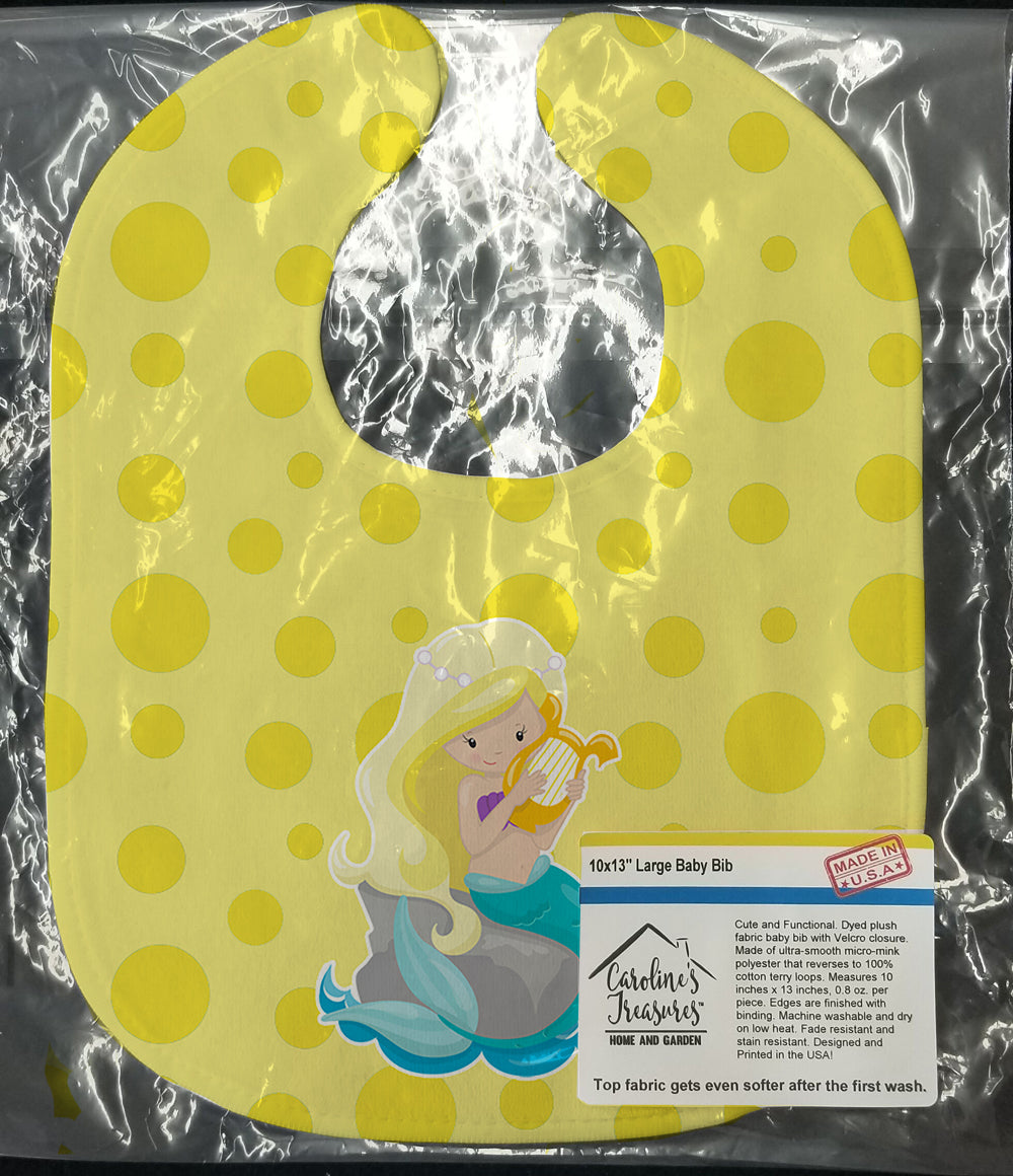 Beach Mermaid Blonde Hair Toni Baby Bib Easy-Clean Baby Bib Baby Feeding Accessory Baby Mealtime Essential, 10 x 13, Multicolor