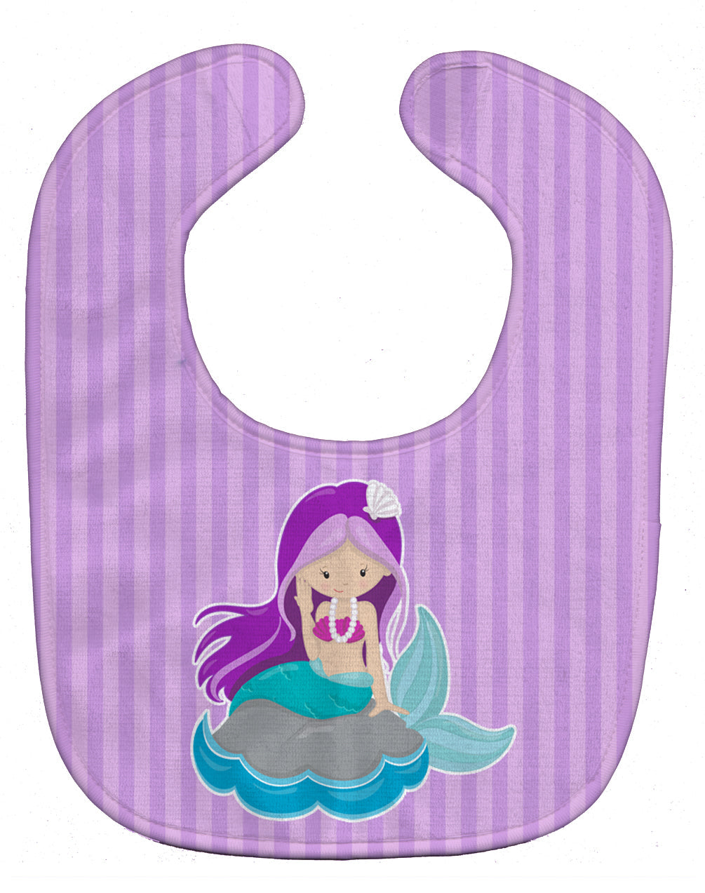 Beach Mermaid Purple Hair #3 Baby Bib Easy-Clean Baby Bib Baby Feeding Accessory Baby Mealtime Essential, 10 x 13, Multicolor
