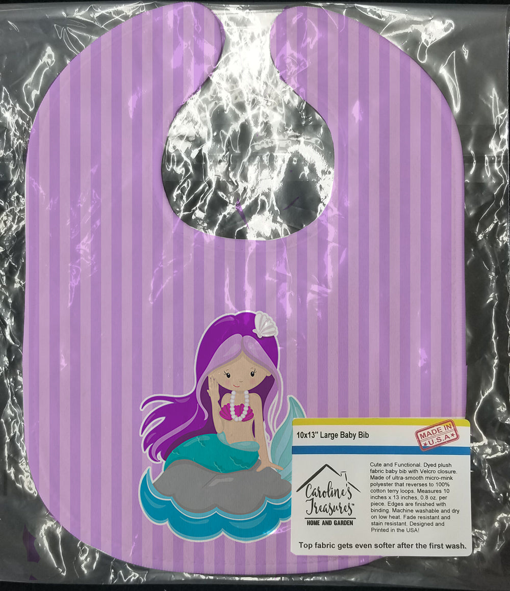 Beach Mermaid Purple Hair #3 Baby Bib Easy-Clean Baby Bib Baby Feeding Accessory Baby Mealtime Essential, 10 x 13, Multicolor