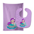 Beach Mermaid Purple Hair #3 Baby Bib & Burp Cloth Easy-Clean Baby Bib Baby Feeding Accessory Baby Mealtime Essential